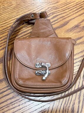Sundance Small Light Brown Leather Mini Crossbody Bag Purse Italy